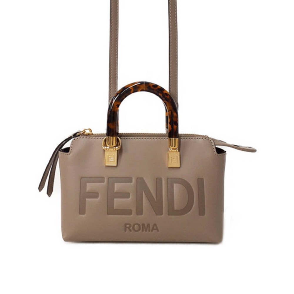 FENDI MINI BY THE WAY CROSSBODY BAG ROMA SCRIPT TORTORA NWT